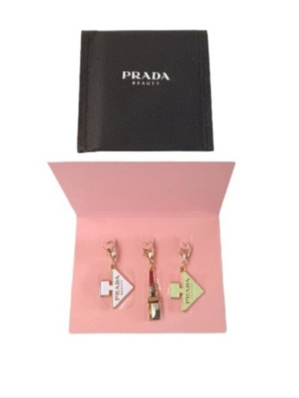 NWOT PRADA BEAUTY Charm Set (3) | White, Mint Green, Pink & Goldtone